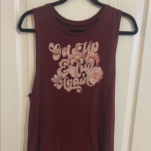 Women's Sleeveless Maroon Graphic Tank Top